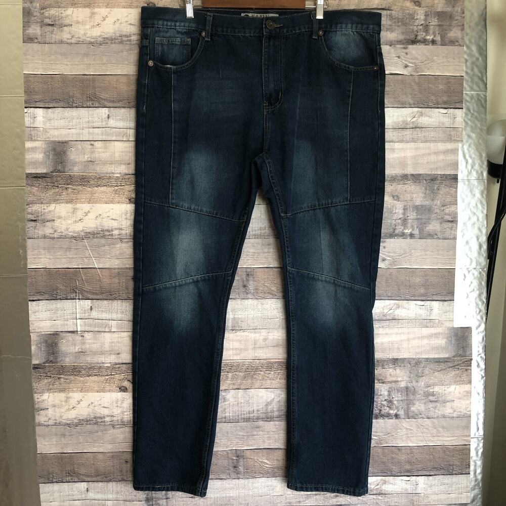 Kaalu Jeans Mens 42x32 Blue Dark Wash Relaxed Tapered Hip Hop Street Baggy